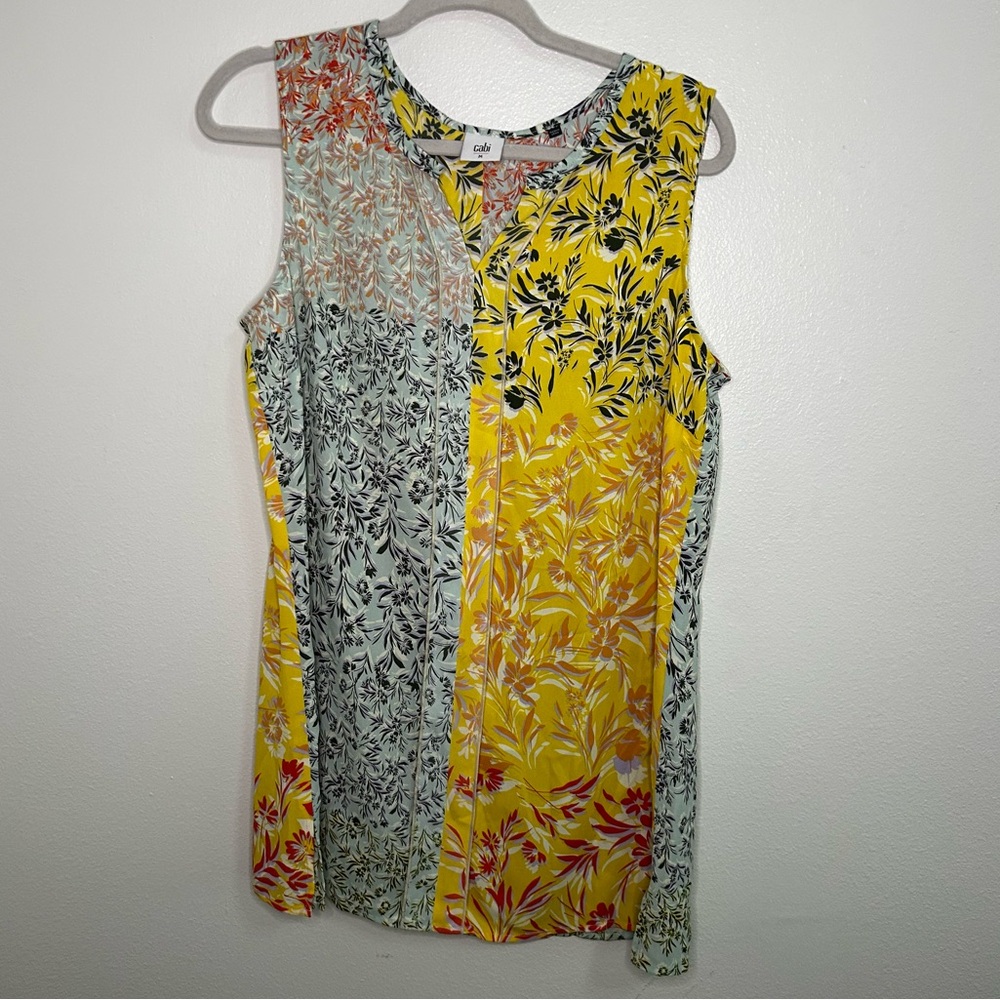 Cabi floral patchwork sheer sleeveless top